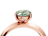 Rose gold Fancy Green Oval  Cut Solitaire Engagement Ring with Flat Band and Four-Prong Setting 4