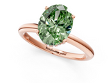 Rose gold Fancy Green Oval  Cut Solitaire Engagement Ring with Four-Prong Setting and Classic Band_21