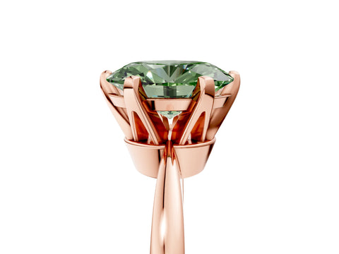 Rose gold Fancy Green Oval Cut Solitaire Engagement Ring with Six-Prong Setting and Tapered Band_5