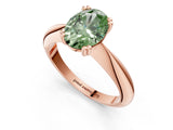 Rose gold Fancy Green Oval  Cut Solitaire Engagement Ring with Tapered Band and Four-Prong Setting 1