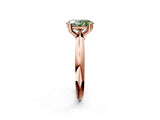Rose gold Fancy Green Oval  Cut Solitaire Engagement Ring with Tapered Band and Four-Prong Setting 2