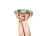 Rose gold Fancy Green Oval  Cut Solitaire Engagement Ring with Tapered Band and Four-Prong Setting 5