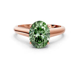 Rose gold Fancy Green Oval Cut Solitaire Engagement Ring with Tapered Band and Four-Prong Setting_3