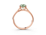 Rose gold Fancy Green Oval Cut Solitaire Engagement Ring with Tapered Band and Four-Prong Setting_6