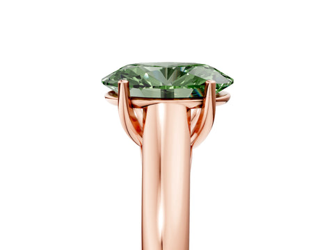 Rose gold Fancy Green Oval Cut Solitaire Engagement Ring with Tapered Band and Four-Prong Setting_8