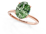 Rose gold Fancy Green Oval  Cut Solitaire Engagement Ring with Thin Band and Four-Prong Setting_4