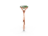Rose gold Fancy Green Oval  Cut Solitaire Engagement Ring with Thin Band and Four-Prong Setting_5