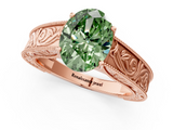 Rose gold Fancy Green Oval  Cut Solitaire Engraved Band with Four-Prong Setting_63