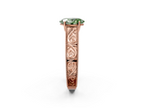 Rose gold Fancy Green Oval  Cut Solitaire Engraved Band with Four-Prong Setting_64