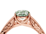 Rose gold Fancy Green Oval  Cut Solitaire Engraved Band with Four-Prong Setting_66