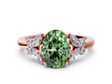 Rose gold Fancy Green Oval  Cut Solitaire Floral Diamond Ring with Four-Prong Setting_37