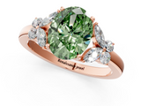 Rose gold Fancy Green Oval  Cut Solitaire Floral Diamond Ring with Four-Prong Setting_38