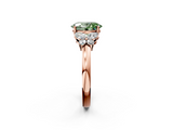 Rose gold Fancy Green Oval  Cut Solitaire Floral Diamond Ring with Four-Prong Setting_39