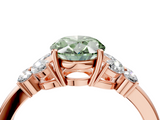 Rose gold Fancy Green Oval  Cut Solitaire Floral Diamond Ring with Four-Prong Setting_41