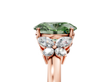 Rose gold Fancy Green Oval  Cut Solitaire Floral Diamond Ring with Four-Prong Setting_42