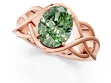 Rose gold Fancy Green Oval Cut Solitaire Intertwined Band Prong Setting Ring_1