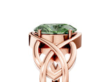 Rose gold Fancy Green Oval Cut Solitaire Intertwined Band Prong Setting Ring_5
