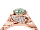 Rose gold Fancy Green Oval Cut Solitaire Leaf-Inspired Engagement Ring with Prong Setting_16