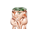 Rose gold Fancy Green Oval Cut Solitaire Leaf-Inspired Engagement Ring with Prong Setting_17