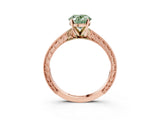 Rose gold Fancy Green Oval Cut Solitaire Milgrain Engraved Band with Four-Prong Setting_3