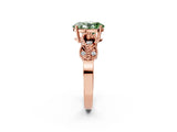 Rose gold Fancy Green Oval Cut Solitaire Milgrain Leaf Band with Prong Setting_2