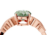 Rose gold Fancy Green Oval Cut Solitaire Milgrain Leaf Band with Prong Setting_4