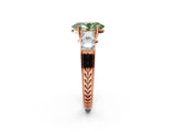 Rose gold Fancy Green Oval Cut Solitaire Princess Side Stone Engraved Band Prong Setting Ring_2