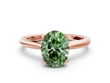 Rose gold Fancy Green Oval  Cut Solitaire Ring with Cathedral Band and Four-Prong Setting_60