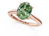 Rose gold Fancy Green Oval  Cut Solitaire Ring with Cathedral Band and Four-Prong Setting_61