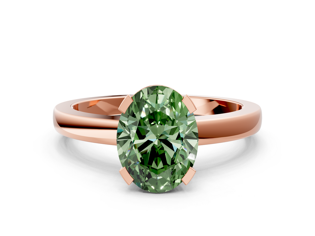 Rose gold Fancy Green Oval  Cut Solitaire Ring with Four-Prong Setting and Classic Band_28