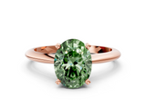Rose gold Fancy Green Oval  Cut Solitaire Ring with Four-Prong Setting on a Classic Band_64