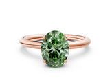 Rose gold Fancy Green Oval  Cut Solitaire Ring with Thin Band and Four-Prong Setting_25