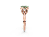 Rose gold Fancy Green Oval Cut Solitaire Split Shank Pave Diamond Engagement Ring with Four-Prong Setting_2