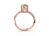 Rose gold Fancy Green Oval Cut Solitaire Split Shank Pave Diamond Engagement Ring with Four-Prong Setting_3