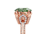 Rose gold Fancy Green Oval Cut Solitaire Split Shank Pave Diamond Engagement Ring with Four-Prong Setting_5
