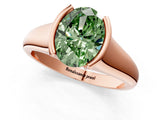 Rose gold Fancy Green Oval Cut Solitaire Tension Set Diamond Ring with Split Shank Band_1