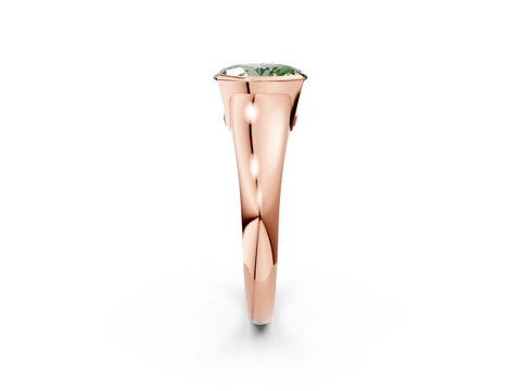 Rose gold Fancy Green Oval Cut Solitaire Tension Set Diamond Ring with Split Shank Band_2