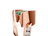 Rose gold Fancy Green Oval Cut Solitaire Tension-Set Diamond Split Shank Ring_5