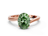 Rose gold Fancy Green Oval  Cut Solitaire Twist Band Ring with Four-Prong Setting_20