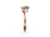 Rose gold Fancy Green Oval  Cut Solitaire Twist Band Ring with Four-Prong Setting_22