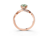 Rose gold Fancy Green Oval Cut Solitaire Twist Pave Diamond Engagement Ring with Prong Setting_3