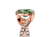 Rose gold Fancy Green Oval Cut Solitaire Twist Pave Diamond Engagement Ring with Prong Setting_5