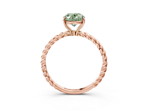 Rose gold Fancy Green Oval Cut Solitaire Twisted Band 4-Prong Ring_3