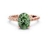 Rose gold Fancy Green Oval  Cut Solitaire Twisted Band with Four-Prong Setting_93