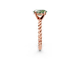 Rose gold Fancy Green Oval  Cut Solitaire Twisted Band with Four-Prong Setting_95