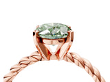 Rose gold Fancy Green Oval  Cut Solitaire Twisted Band with Four-Prong Setting_97