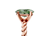 Rose gold Fancy Green Oval  Cut Solitaire Twisted Band with Four-Prong Setting_98