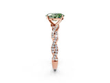 Rose gold Fancy Green Oval Cut Solitaire Twisted Pave Band with Four-Prong Setting_5