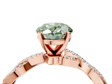 Rose gold Fancy Green Oval Cut Solitaire Twisted Pave Band with Four-Prong Setting_7