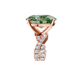 Rose gold Fancy Green Oval Cut Solitaire Twisted Pave Band with Four-Prong Setting_8